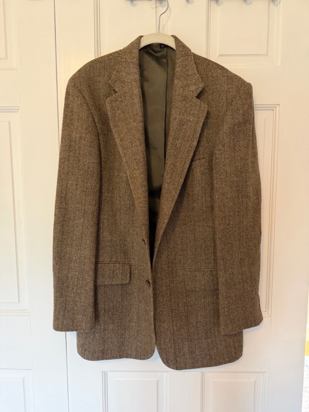 Oscar de la Renta Mens Blazer 41L Brown Herringbone Wool Sport Coat
